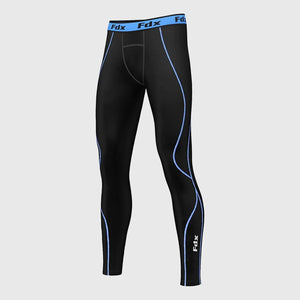 Fdx Black & Blue Best Compression Tights Leggings Gym Workout Running Athletic Yoga Elastic Waistband Stretchable Breathable Training Jogging Pants - Blitz