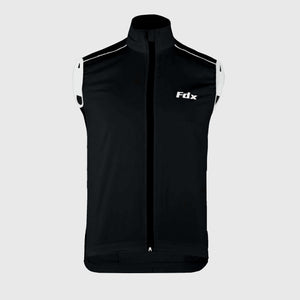 Fdx Best Cycling Gilet Sleeveless Vest for Men's Black Winter Clothing Hi-Viz Reflectors, Lightweight, Windproof, Waterproof & Pockets - Dart