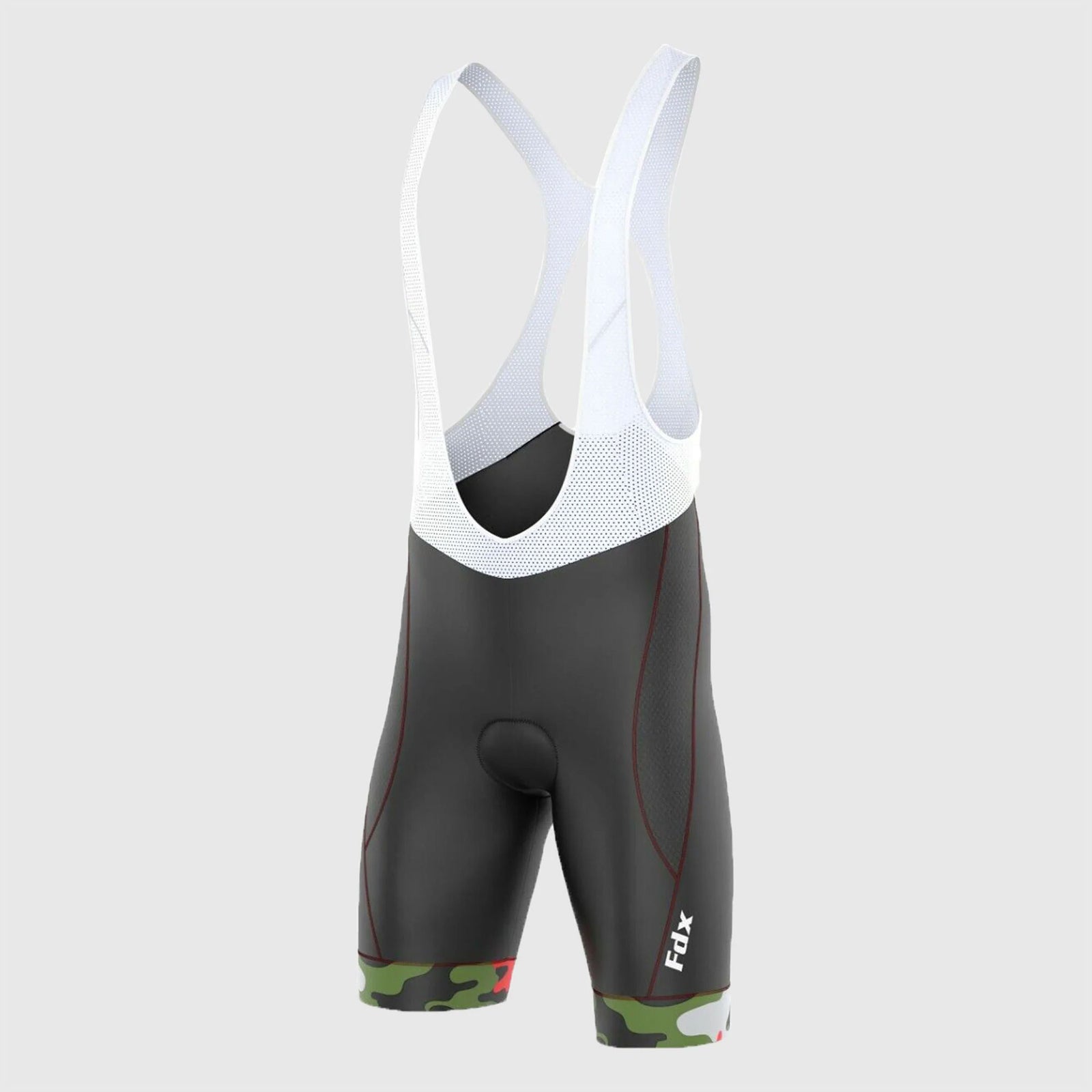 Fdx Men's Black & Green Gel Padded Cycling Bib Shorts For Summer Best Outdoor Road Bike Short Length Bib - Camouflage