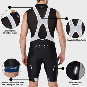 Men’s Blue & Black Bib Shorts for cycling 3D Gel Padded ultra-light stretchable Reflective Details shorts - Breathable Quick Dry bibs, comfortable biking bibs with pockets