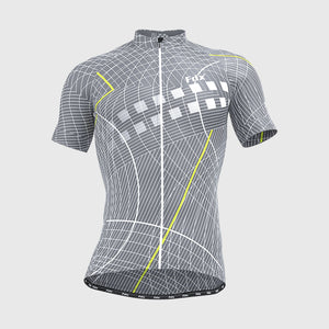 Fdx Grey best men’s short sleeves cycling jersey breathable lightweight hi-viz Reflective details summer biking top, skin friendly full zip half sleeves mesh cycling shirt for indoor & outdoor riding with two back & 1 zip pockets