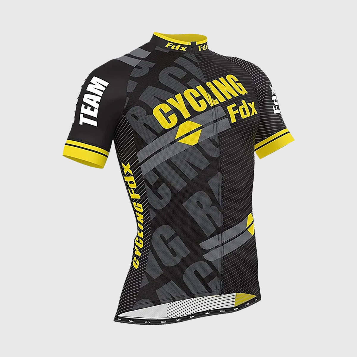 Fdx Men’s yellow & black full zip best short sleeves cycling jersey Hi-Viz Reflective details breathable summer lightweight biking top, Hi-Viz Reflective skin friendly  half sleeves cycling shirt for indoor & outdoor riding with two back pockets