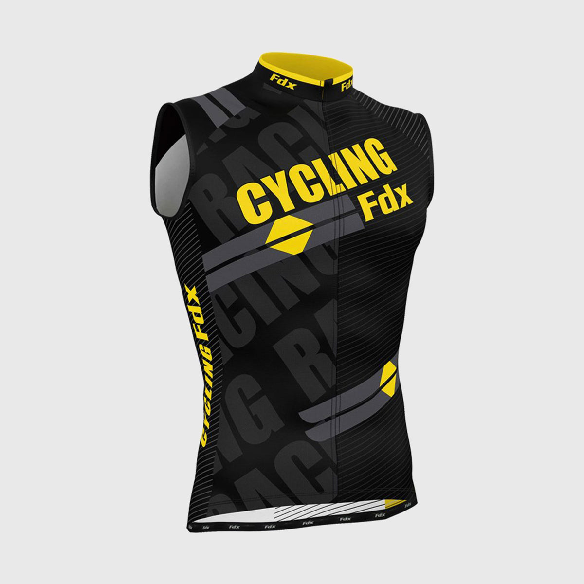 Fdx Core Yellow Men's Sleeveless Summer Cycling Jersey – breathable, lightweight, quick-dry fabric in bright yellow, perfect for warm-weather cycling