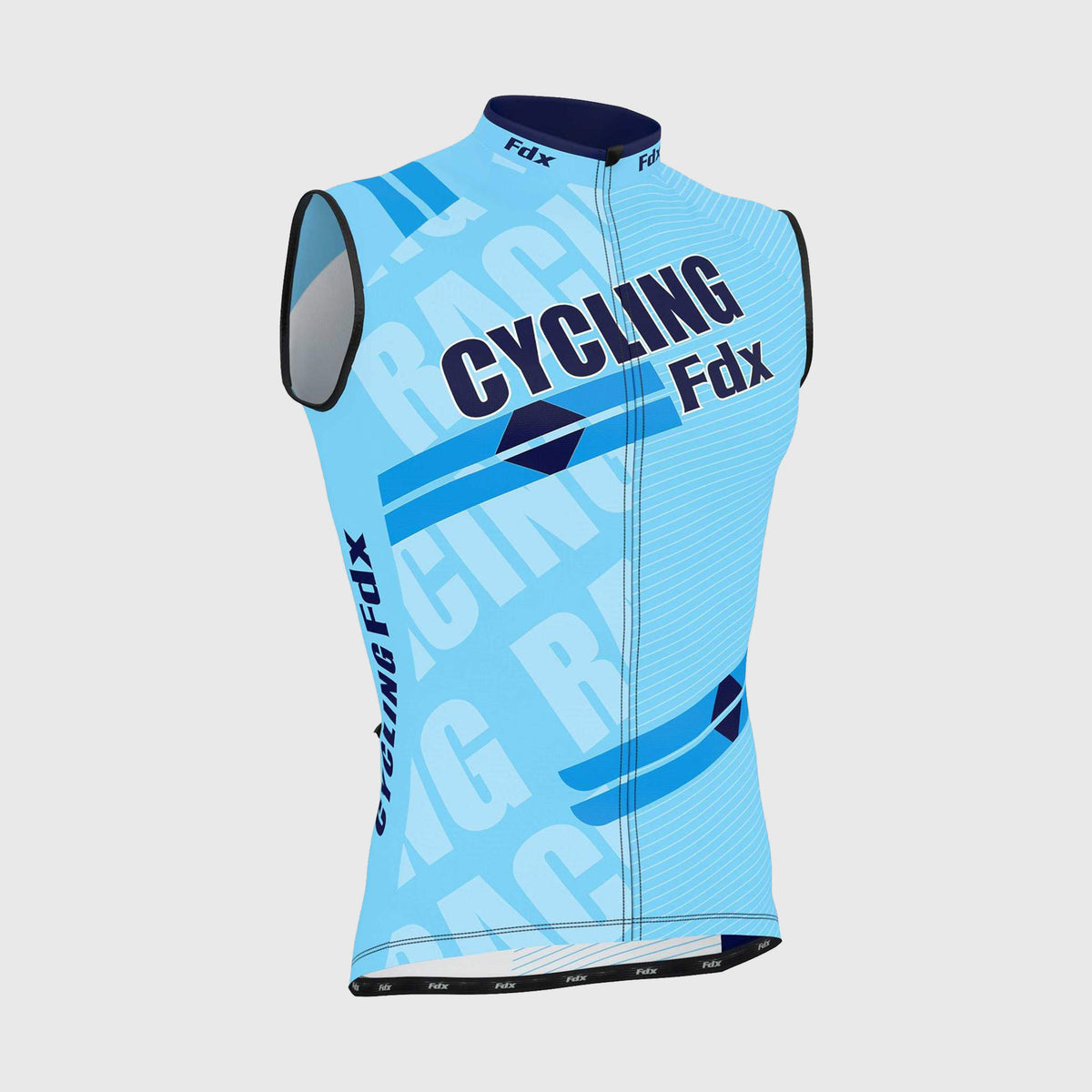 Fdx Core Blue Men's Sleeveless Summer Cycling Jersey – lightweight, breathable, quick-dry fabric in bold blue, ideal for warm-weather cycling comfort