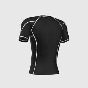 Fdx Compression Short Sleeve Top for Men's Black Running Gym Workout Wear Rash Guard Stretchable Breathable - Cosmic
