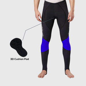Fdx Men's Blue 3D Anti Bacterial Gel Padded Cycling Tights For Winter Roubaix Thermal Fleece Reflective Warm Leggings - Thermodream Bike Long Pants