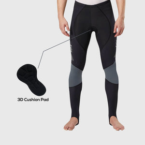 Fdx Men's Grey 3D Anti Bacterial Gel Padded Cycling Tights For Winter Roubaix Thermal Fleece Reflective Warm Leggings - Thermodream Bike Long Pants