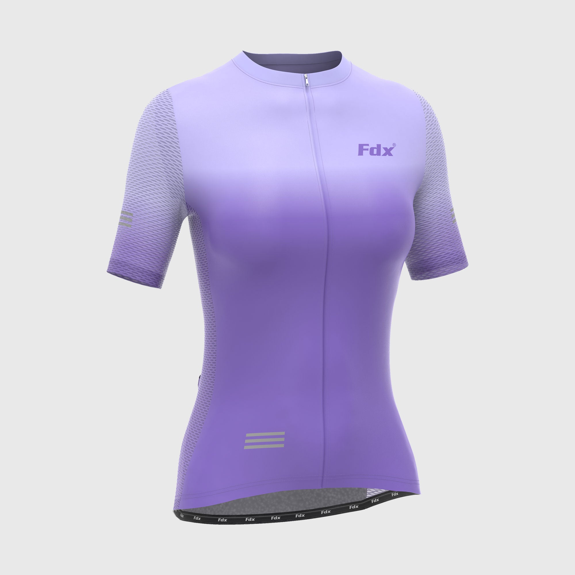 Fdx Women's Purple Short Sleeve Cycling Jersey for Summer Best Road Bike Wear Top Light Weight, Full Zipper, Pockets & Hi-viz Reflectors - Duo