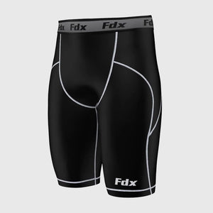 Fdx Men's Black & White Compression Shorts Gym Workout Running Athletic Yoga Elastic Waistband Stretchable Breathable