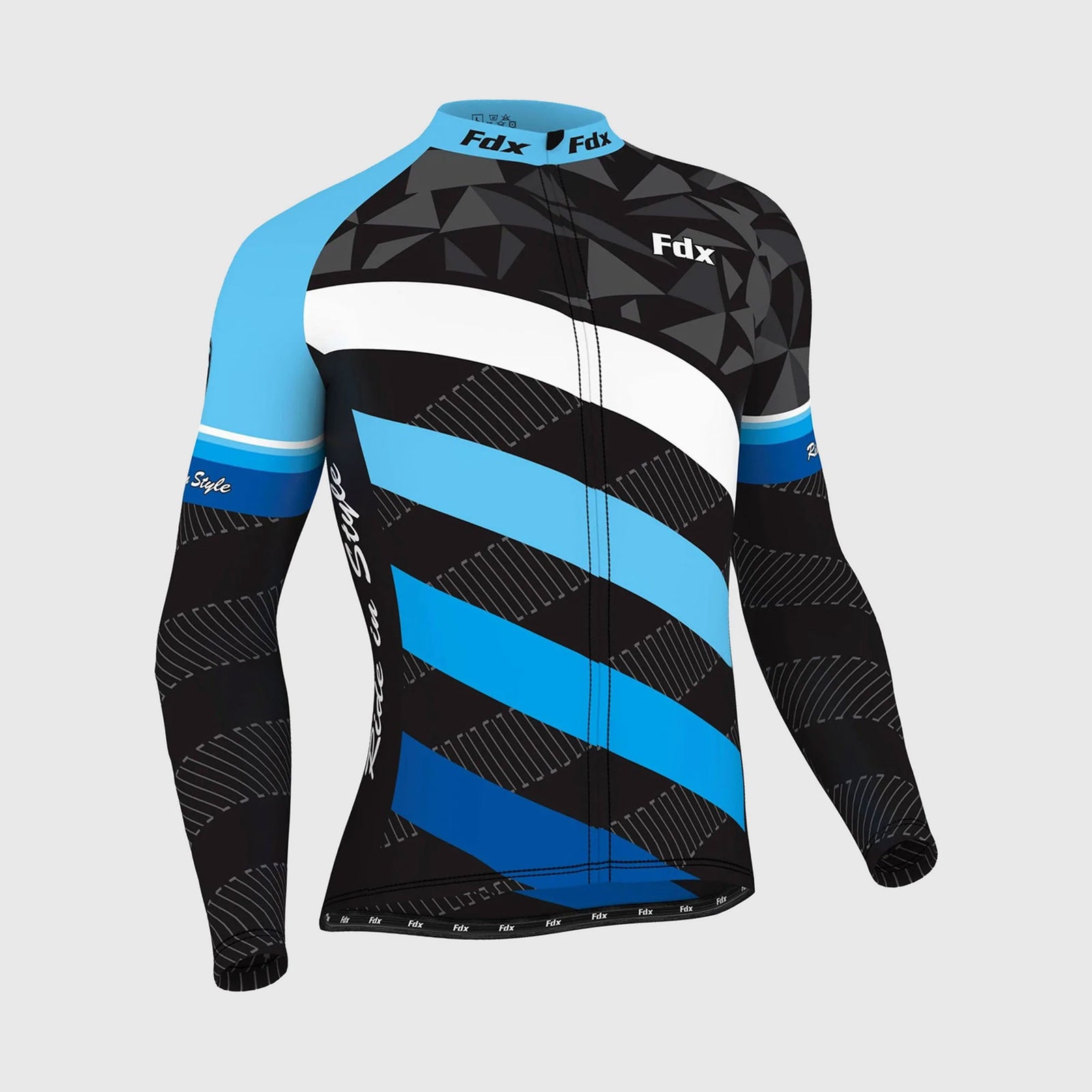 Fdx Equin Blue Men's Long Sleeve Winter Cycling Jersey