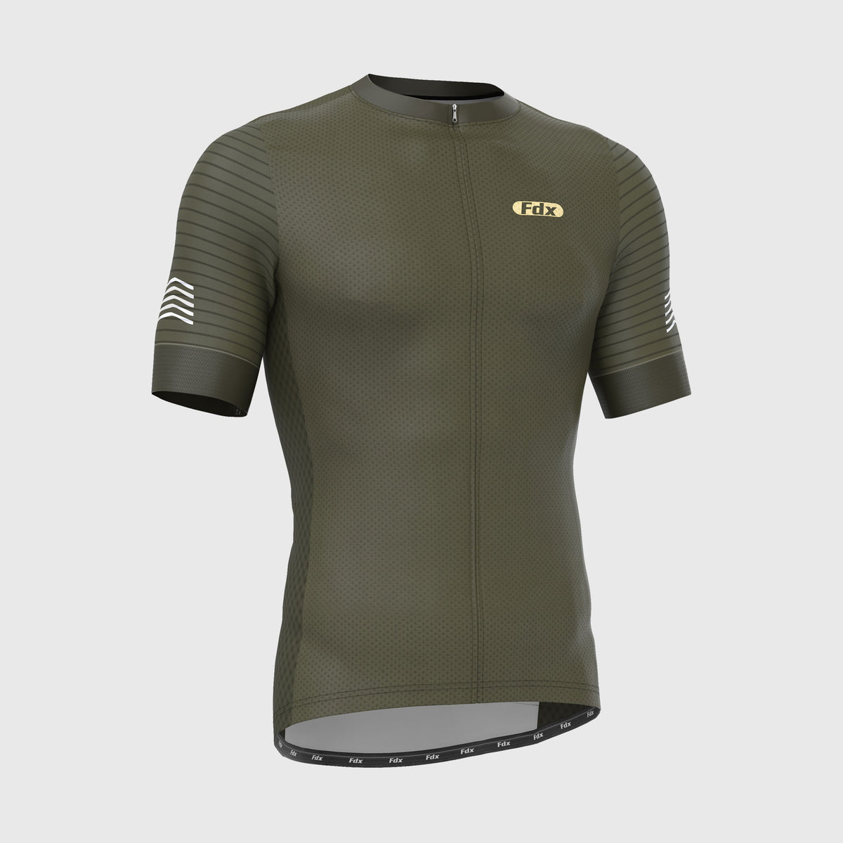Fdx men’s Green full zip short sleeves best cycling jersey Hi-Viz Reflective details breathable summer lightweight biking top, Hi-Viz Reflective skin friendly half sleeves mesh cycling shirt for indoor & outdoor riding with two back & 1 zip pockets