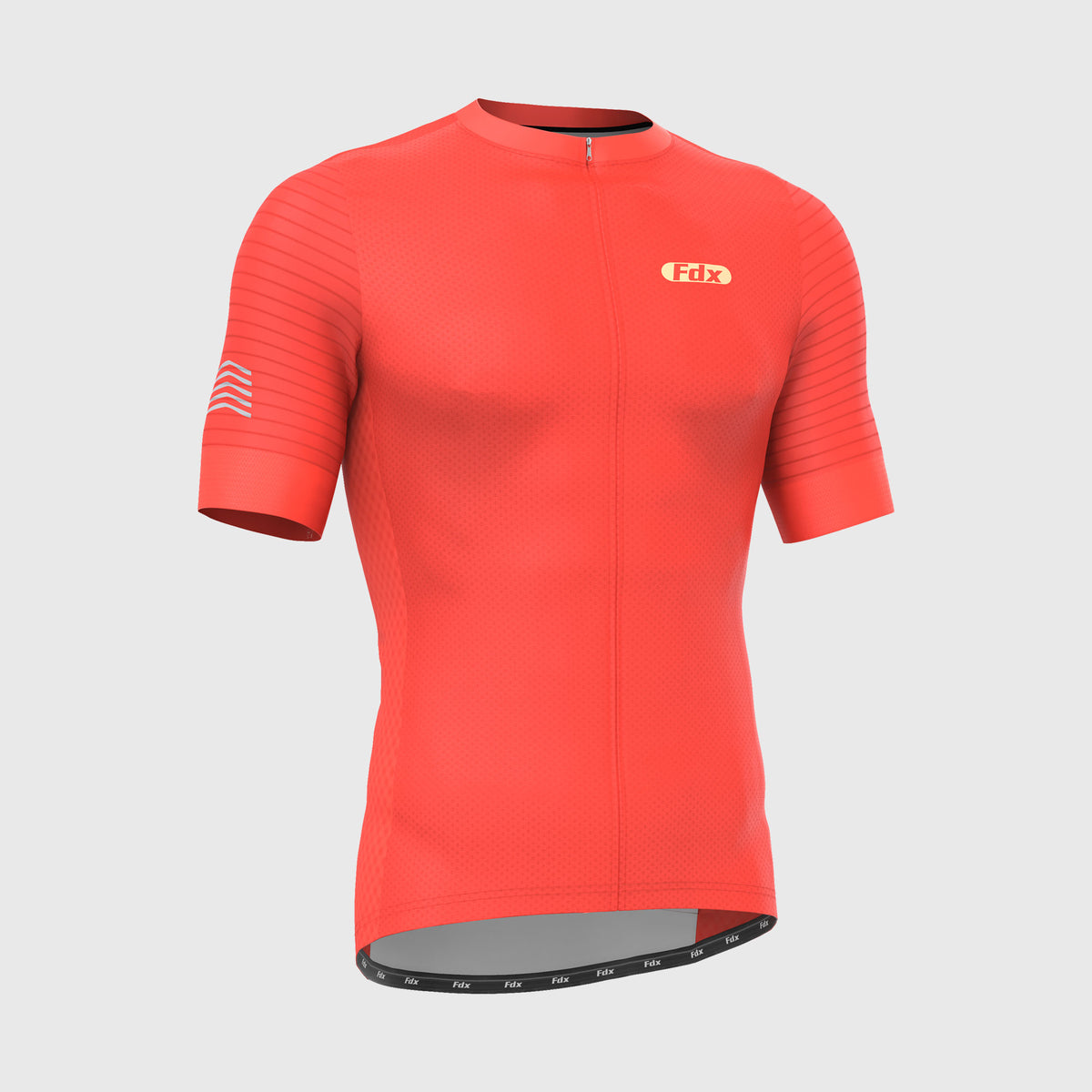 Fdx men’s Orange full zip short sleeves best cycling jersey breathable summer lightweight biking hi-viz Reflective details top, Hi-Viz Reflective skin friendly half sleeves mesh cycling shirt for indoor & outdoor riding with two back & 1 zip pockets