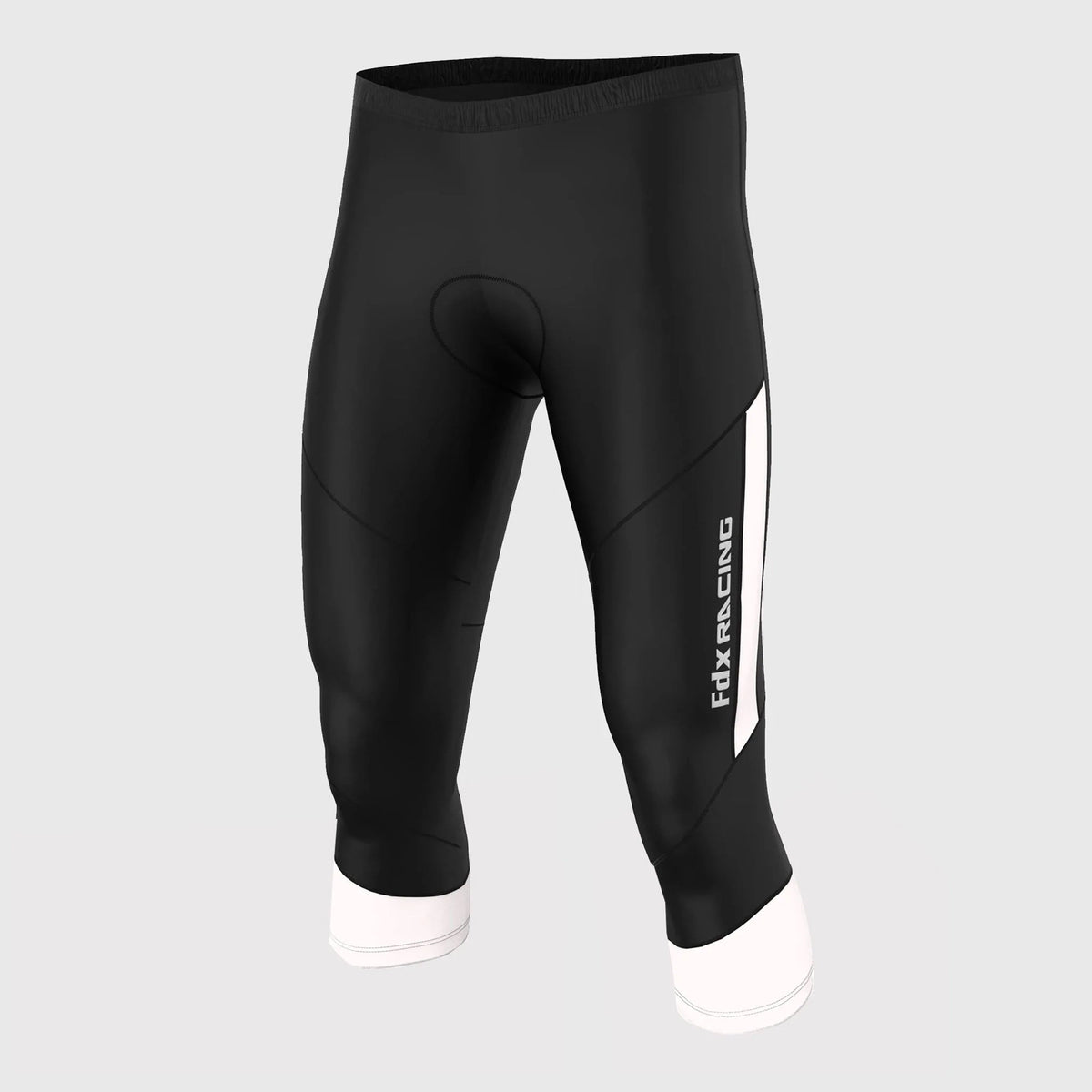 Fdx Men's Black & White Gel Padded 3/4 Cycling Shorts for Summer Best Outdoor Knickers Road Bike Short Length Pants - Gallop