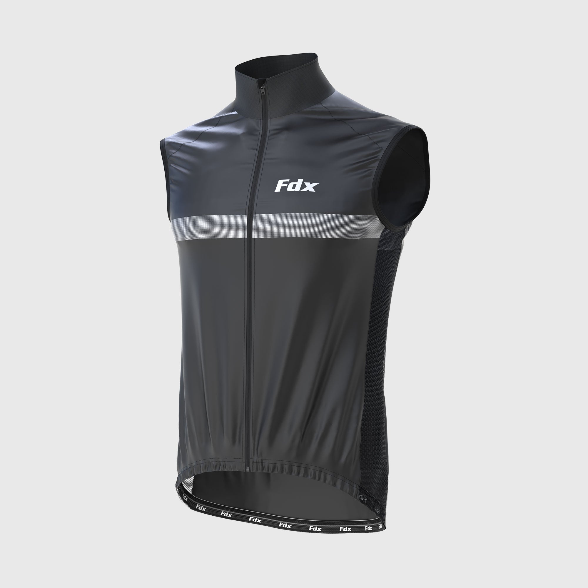 Fdx Black Best Men's Cycling Gilet Sleeveless Vest for Winter Clothing 360° Reflective, Lightweight, Windproof, Waterproof & Pockets