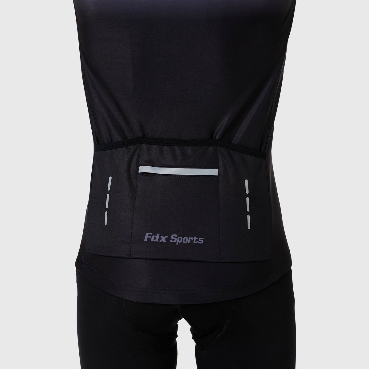 Fdx Men's Reflective Grey & Black Long Sleeve Cycling Jersey for Winter Roubaix Thermal Fleece Road Bike Wear Top Full Zipper, Pockets & Hi viz Reflectors - Duo