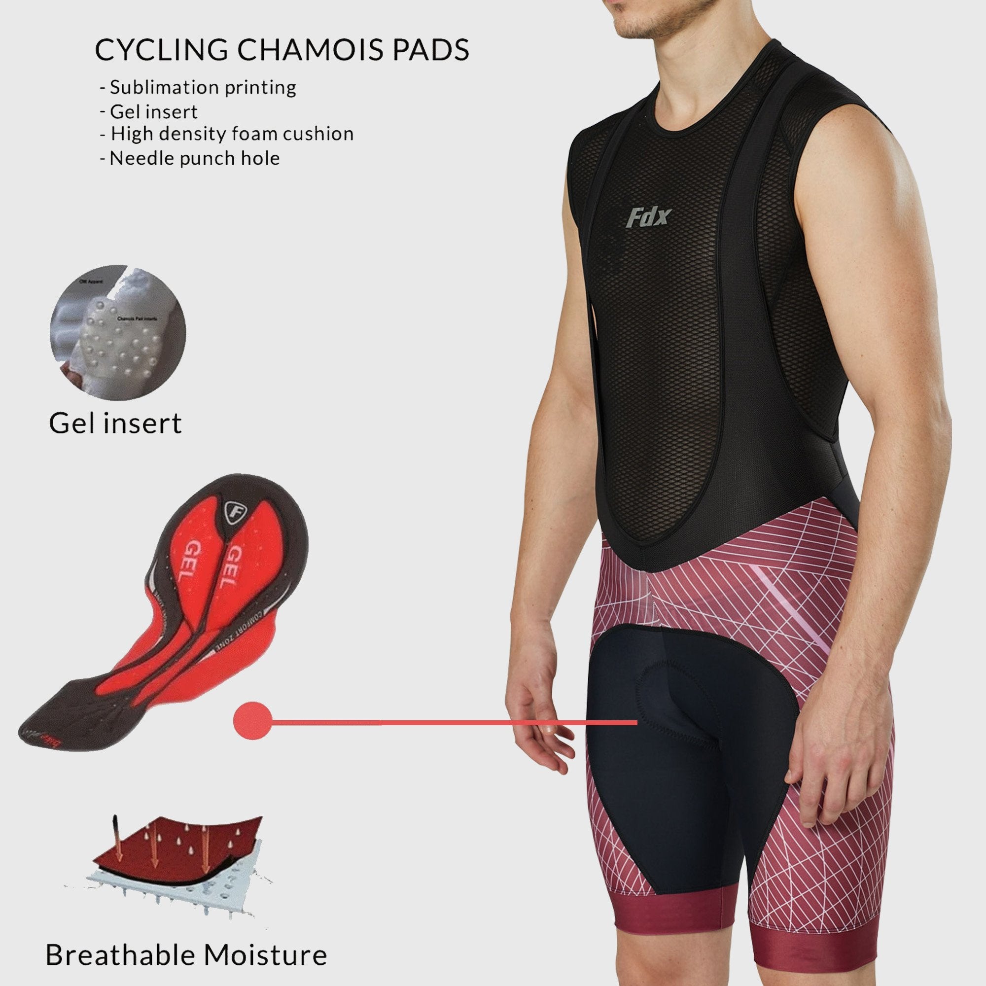 Fdx Men's Best Black & Red Chamois Gel Padded Cycling Bib Shorts For Summer Roubaix Thermal Fleece Reflective Warm Leggings - Classic II Bike Shorts