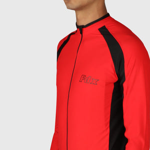 Fdx Road Men's Best Cycling Long Sleeve Cycling Jersey for Winter Black & Red  Roubaix Thermal Fleece Road Bike Wear Top Full Zipper, Pockets & Hi viz Reflectors - Transition