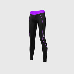 Fdx Black Women's & Purple Compression Tights Base Layer Gym Training Jogging Yoga Fitness Body Wear - Monarch