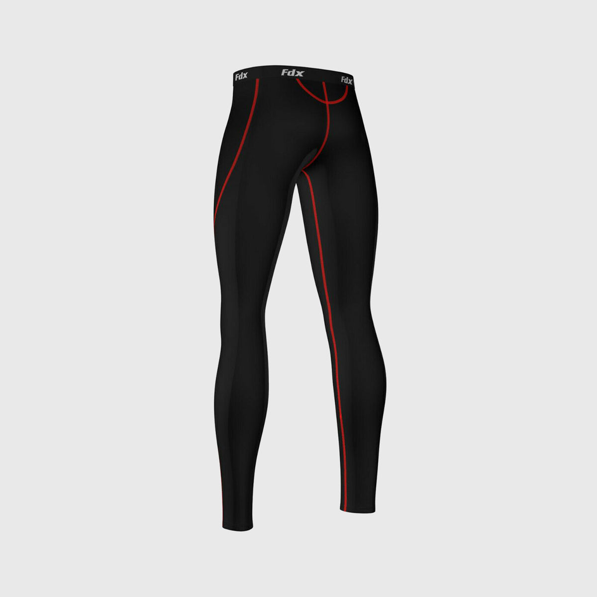 Fdx Black & Red Compression Tights Leggings Gym Workout Running Athletic Yoga Elastic Waistband Stretchable Breathable Training Jogging Pants - Thermolinx