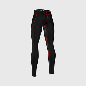 Fdx Black & Red Compression Tights Leggings Gym Workout Running Athletic Yoga Elastic Waistband Stretchable Breathable Training Jogging Pants - Thermolinx