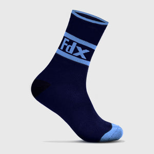 FDX Navy Blue Compression Socks Cycling - Breathable Seamless Toe Seams Athletic Sports Socks for Running, Walking, Work, Hiking, and Flight Travel