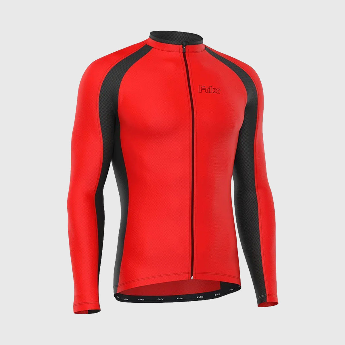 Fdx Black & Red best Men's Long Sleeve Cycling Jersey for Winter Roubaix Thermal Fleece Road Bike Wear Top Full Zipper, Pockets & Reflective Details - Transition