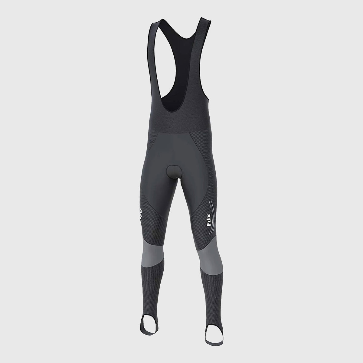 Fdx Thermodream Grey Men's Gel Padded Winter Cycling Bib Tights – gel-padded, thermal bib tights in blue, providing warmth and comfort for cold-weather cycling.