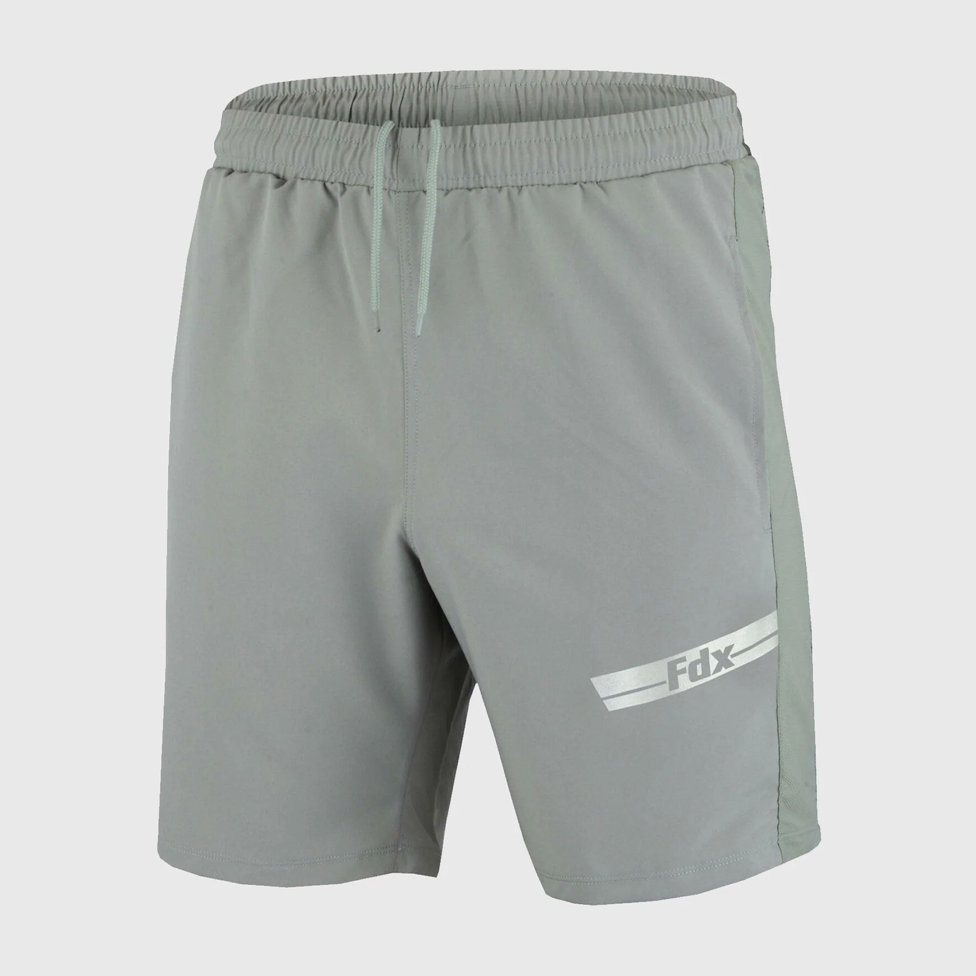 FDX Men's Grey Breathable Running Shorts Waist Belt Anti Odor Moisture Wicking & Perfect for Trekking, Tennis, squash & Gym Sports & Outdoor