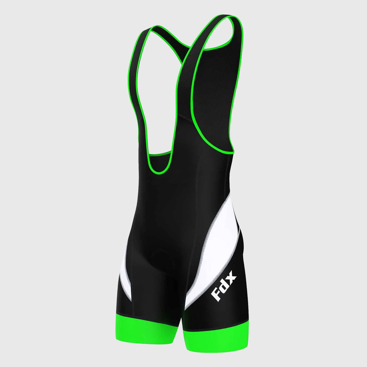 Fdx Men's Best Black & Green Gel Padded Cycling Bib Shorts For Summer Best Outdoor Road Bike Short Length Bib - Windsor