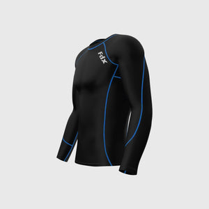 Fdx Breathable Compression Top for Men's Black & Blue Running Gym Workout Wear Rash Guard Stretchable Breathable - Thermolinx