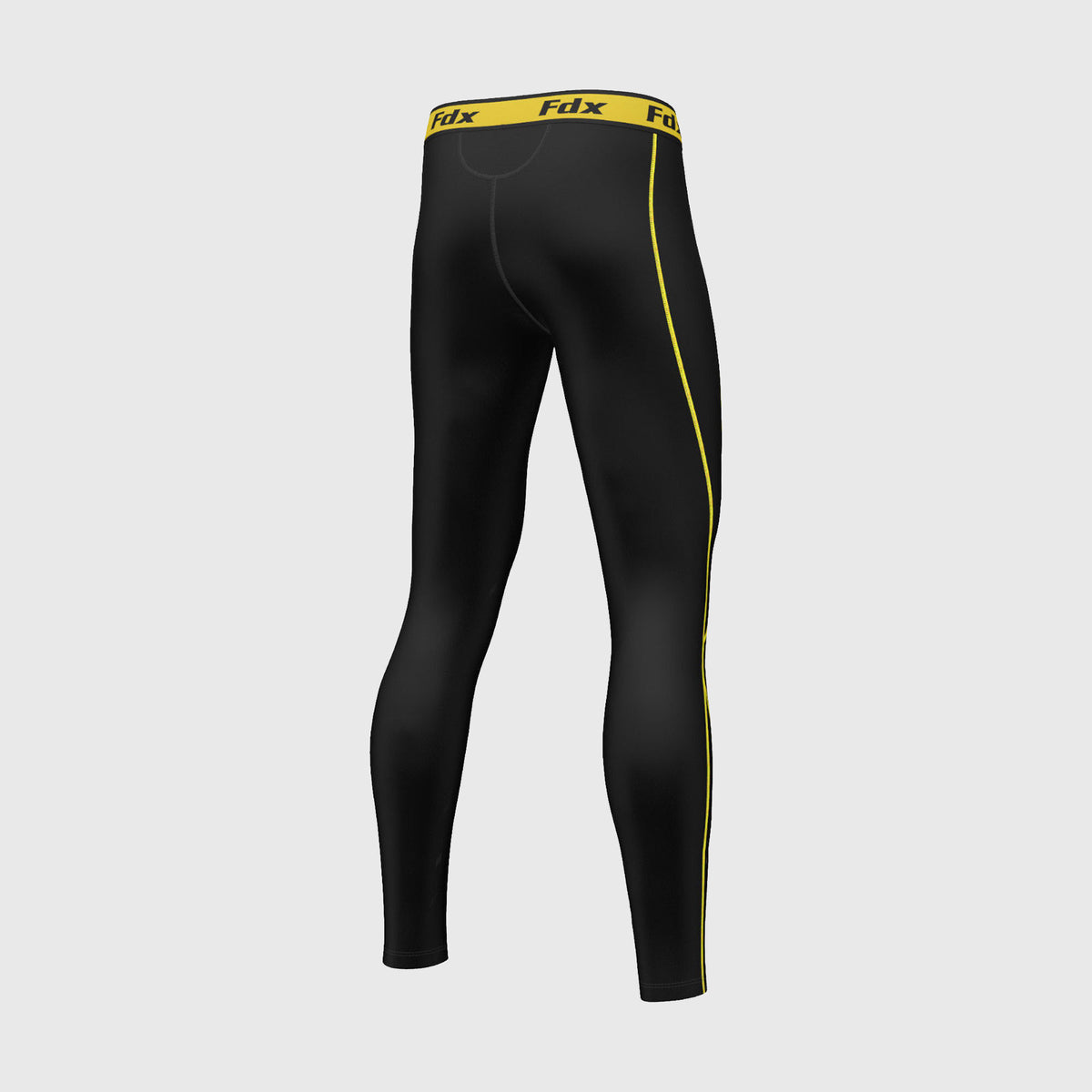 Fdx Black & Yellow Compression Tights Leggings Gym Workout Running Athletic Yoga Elastic Waistband Stretchable Breathable Training Jogging Pants - Blitz